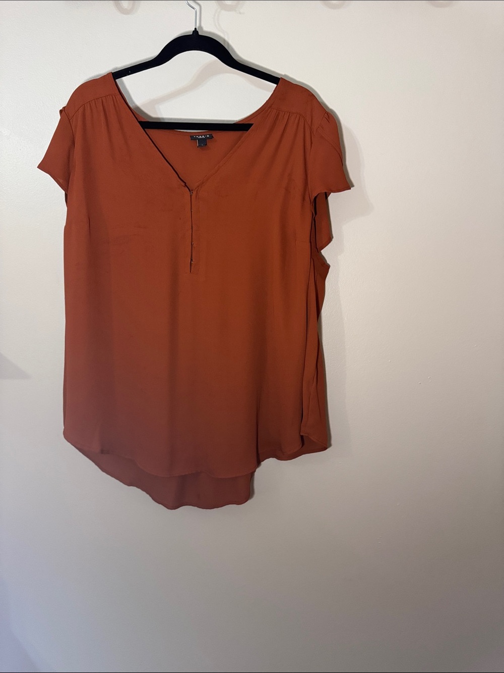 torrid Rust Orange/Brown V-Neck Short Sleeve Blouse